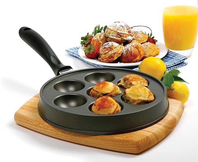 Norpro Nonstick Stuffed Pancake Pan, Munk/Aebleskiver/Ebelskiver 16.5″ x 9″ x 1.25″ Black