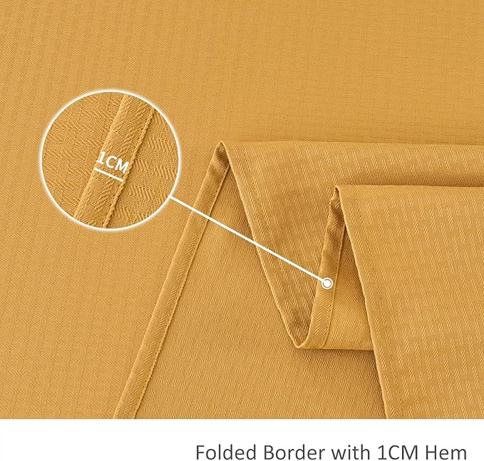 maxmill Tablecloth Weaved Texture Stain Resistant Waterproof, Wrinkle Resistant Washable Table Cloth, Fabric Table Cover for Dining Room, Indoor Outdoor Use, Rectangle 70 x 120 Inch, Ochre Yellow