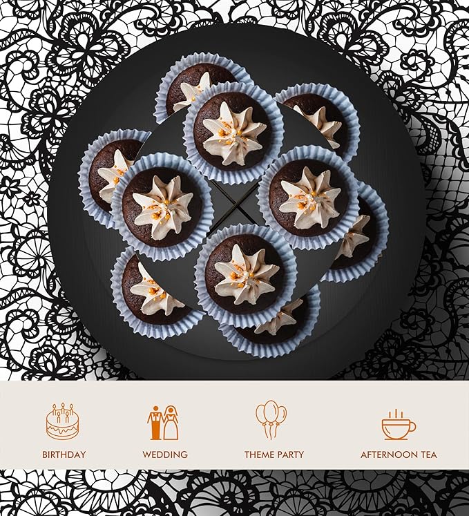 BLISSUR Cupcake Stand Tower, 3 Pack, Black, 3 Tiered, Cup Cake Stand Cardboard Dessert Holder for Parties (Black, Small, 3 Pack)