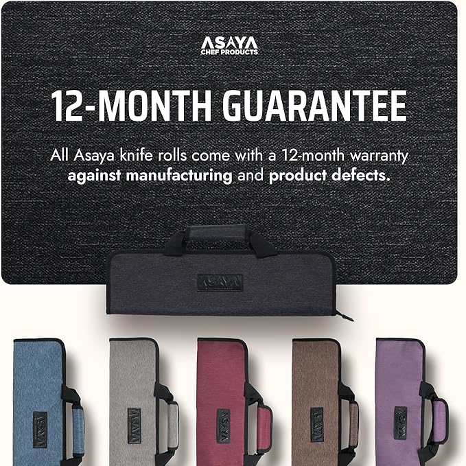 Asaya Chef Knife Roll Bag - 12 Pockets for Knives and Kitchen Utensils - Lightweight, Durable, and Stain Resistant Nylon - Perfect for the Traveling Chef - Knives not Included