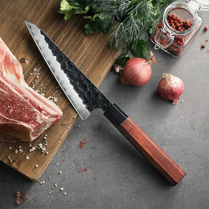 HEZHEN 5.8 inch Multi-purpose Honesuki Knife,10Cr15CoMoV Steel Core,Triple-layer Composite Steel,Redwood Handle,Professional Kitchen Knife - Razor Sharp
