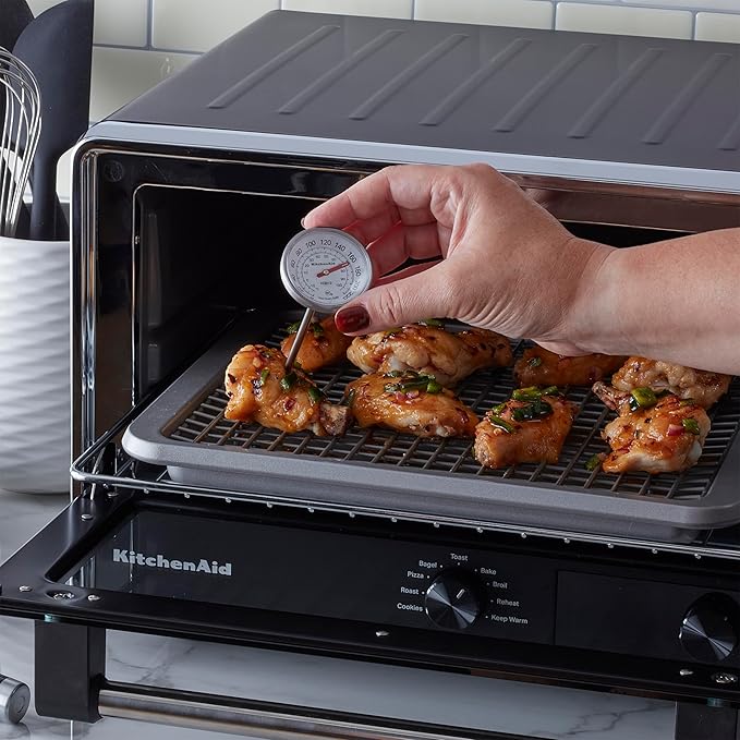 KitchenAid KQ919 Analog Instant Read Food and Meat Thermometer with 1.75-inch Dial, Recalibration Feature, Black Storage Sleeve