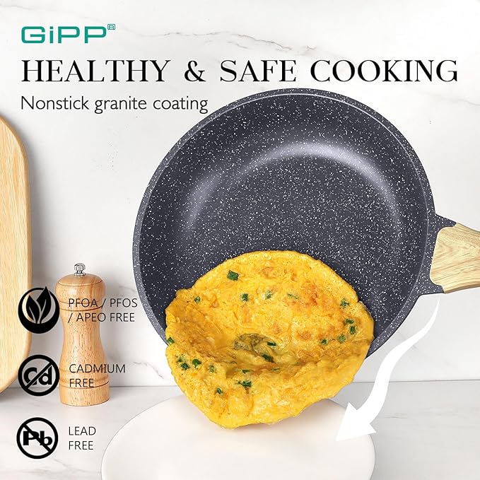 GIPP 22 Piece Pots and Pans Set No stick- Nonstick Ceramic Cookware Sets, Non-toxic Healthy Kitchen Cooking Set/Frying Pans Set, Dishwasher Safe, PFAS PTFE PFOA PFOS Free