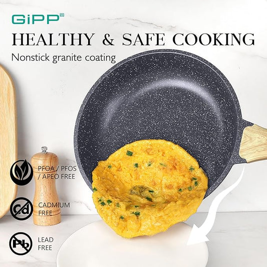 GIPP 22 Piece Pots and Pans Set No stick- Nonstick Ceramic Cookware Sets, Non-toxic Healthy Kitchen Cooking Set/Frying Pans Set, Dishwasher Safe, PFAS PTFE PFOA PFOS Free