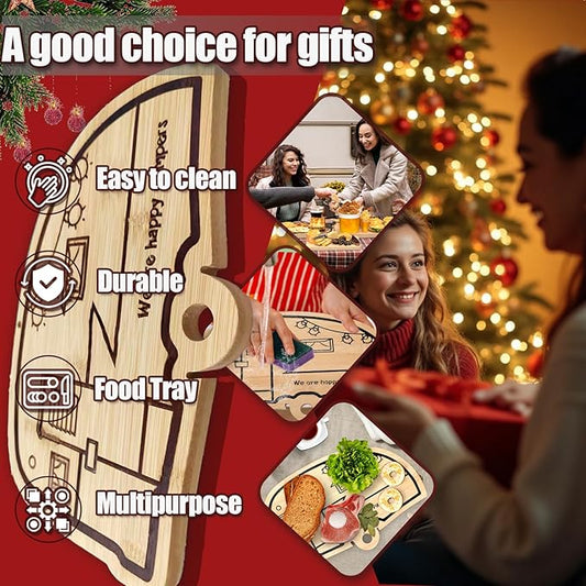Happy Camper Bamboo Large Cutting Board, Rv Wooden Stove Top Cover Noodle Board,Meat Cutting Board for BBQ, Carving Board for Turkey,Large Charcuterie Board,RV Kitchen Decoration