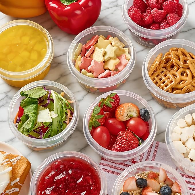 8 oz Freezer Storage Containers with Twist Top Lids, 10 Pack Reusable Meal Prep Containers Plastic Stackable Leakproof Food Storage Containers for Soup, Sauce, Salad, Leftover, Oats