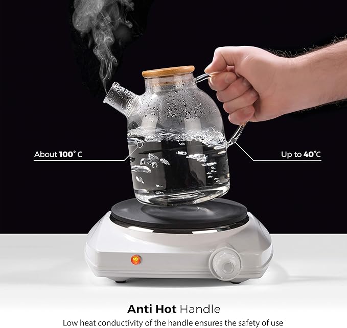 Tealyra - Glass Stove-top Kettle 60-ounce - Teapot - Heat Resistant Borosilicate - Pitcher - Carafe - No-Dripping - For Tea Juice Water - Hot or Iced - 1800ml