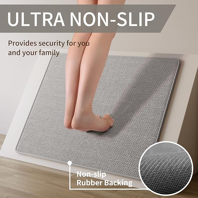 Non Slip Kitchen Rugs, Oil and Water Absorbent Runner Rugs for Kitchen, Kitchen Mat in Front of Sink,17x47 Gray Kitchen Mat,Non-Slip and Durable Kitchen Mats for Floor