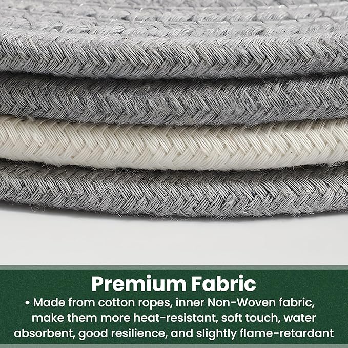 10 Inch Trivets for Hot Dishes, Hot Pots and Pans, Extra Large Thick Heat Resistant Large Coaster, Hot Pads, Kitchen Essentials, Pot Holders for Countertop with Storage Basket, 5 Pcs