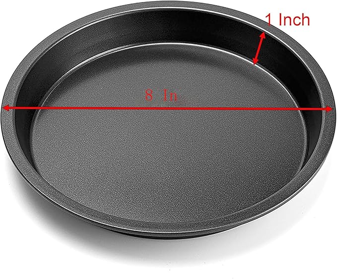 2 Pcs Black and Gold Pizza Pan, 8 Inch Round Iron Skillet with Nonstick Coating for Cooking and Baking Pizza, Cookie, Roast Meat, Baking Cake, Bread and other Foods (8 Inch)