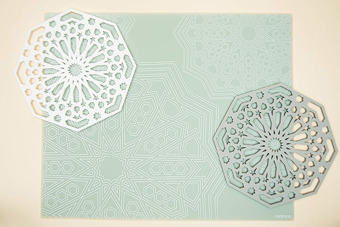 Mintrico Silicone Trivet Mat Pad for Hot Dishes Set of Two (White & Grey Octagon)…