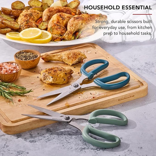KitchenAid 2-Piece Multipurpose Shear Set, Versatile Scissors with Nutcracker, Bottle Opener, Ergonomic Handles with Protective Blade Covers