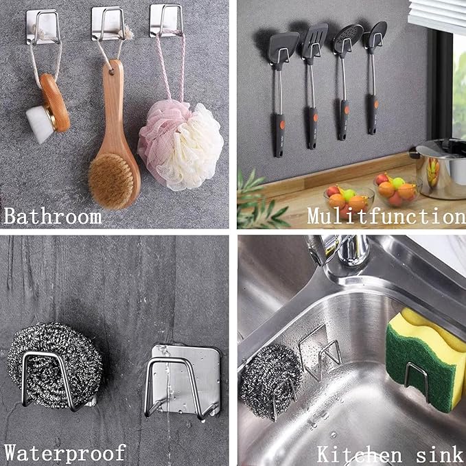 ESINAM 2Pcs Sponge Holders for Kitchen Sink, Strong Adhesive Small Sponge Holder, Premium Rustproof & Waterproof - Minimal Size - SUS304 Stainless Steel