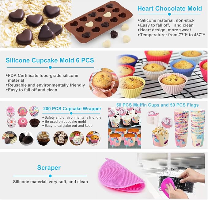 Cake Decorating Kits 567 PCS Baking Set with Springform Pans Set, Rotating Turntable, Decorating Tools, Cake Baking Supplies for Beginners and Cake Lovers (567 PCS Cake Decorating Kits)