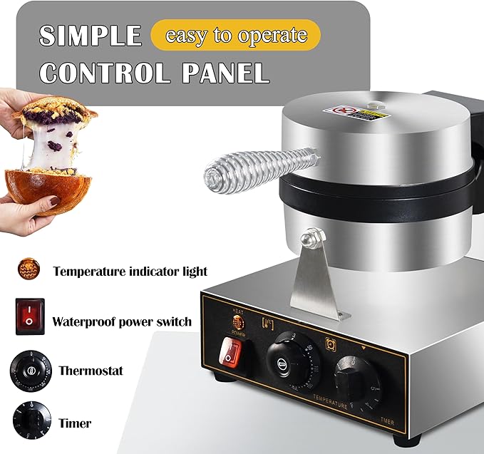 1300W Ice Cream UFO Burger Maker, Burger Waffle Maker, Hamburger sandwich machine Non-stick Panini press waffle machine, Non stick pan coating, stainless steel body, with temp and timer control.