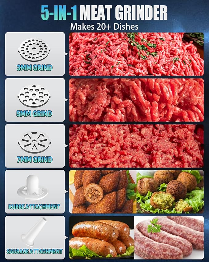 5.0 Upgrade Electric Meat Grinder【NO.1 Germany 3500W Super Motor】【SGS Certified SUS304 Blade & Plate】3-Second Fast Meat Grinding, Perfect For Meat Grinders For Home Use (BLACK)