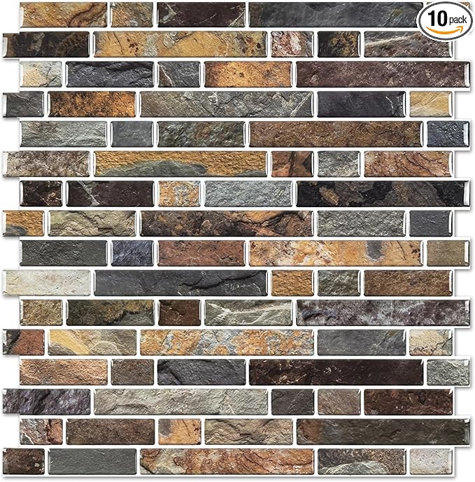 STICKGOO Peel and Stick Backsplash - 10 Sheets of 12”×12” - 3D Self Adhesive Peel and Stick Tile Backsplash for Kitchen & Bathroom