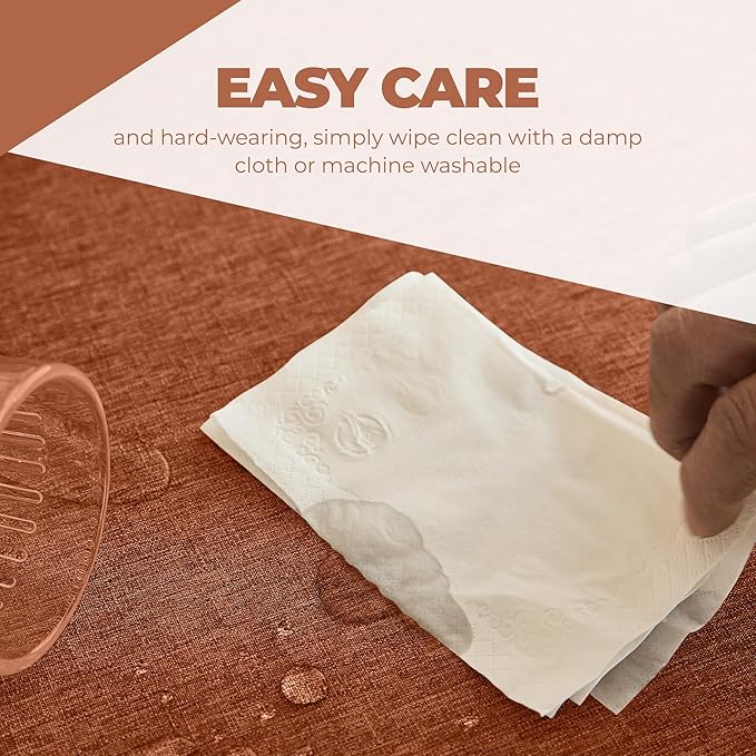 Faux Linen Small Rectangle Tablecloth for Kitchen Dining Room,Outdoor Coffee Wrinkle-free Washable Table Cloth Covers for Wedding, Picnics,Party(Oblong,60 x 84 Inch (6-8 Seats),Burnt Orange)
