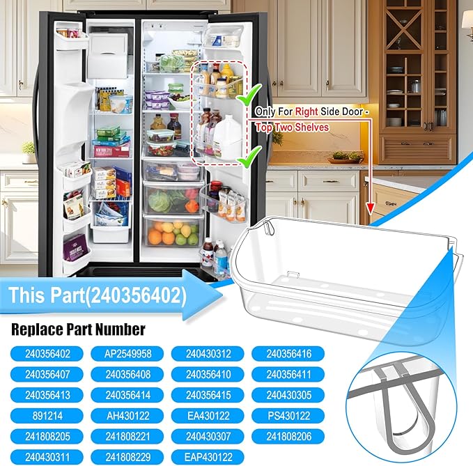 UPGRADED 240356402 Refrigerator Door Bin Compatible with Frigidaire Door Shelf Replacement Frigidaire Gallery Door Shelf Refrigerator Shelves FGHS2631PF4A FFSS2615TS0 LFSS2612TF0 LFSS2612TE0 Door Bin