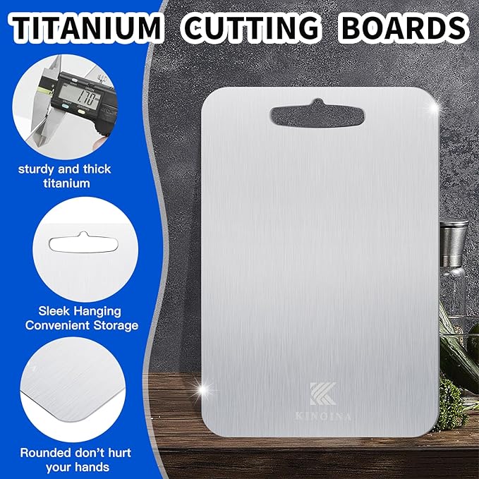 Titanium Cutting Board - 100% Pure Titanium Chopping Board for Kitchen, Camping | Lightweight, Odorless, Dishwasher Safe, Non-Toxic | Professional Chef & Home Cook Essential (15.4''L×11''W)