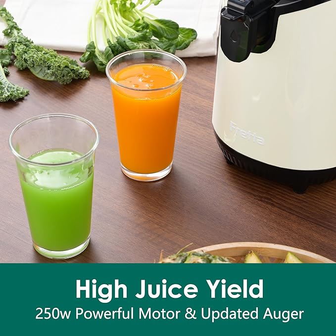 Cold Press Juicer Machines, Slow Masticating Juicer with 5.3" Extra Large Feed Chute Fit Whole Fruits & Vegetables, Self Feeding Effortless for Batch Juicing, BPA Free 250W (Silver, 1.8L)