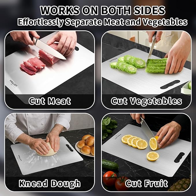 Titanium Cutting Board For Kitchen, 100% Pure Titanium Cutting Boards, Double-sided Food Grade Quality 1 Pack, Easy To Clean And Will Not Absorb Odors, Suitable For Kitchen Or Outdoor(Large Size)