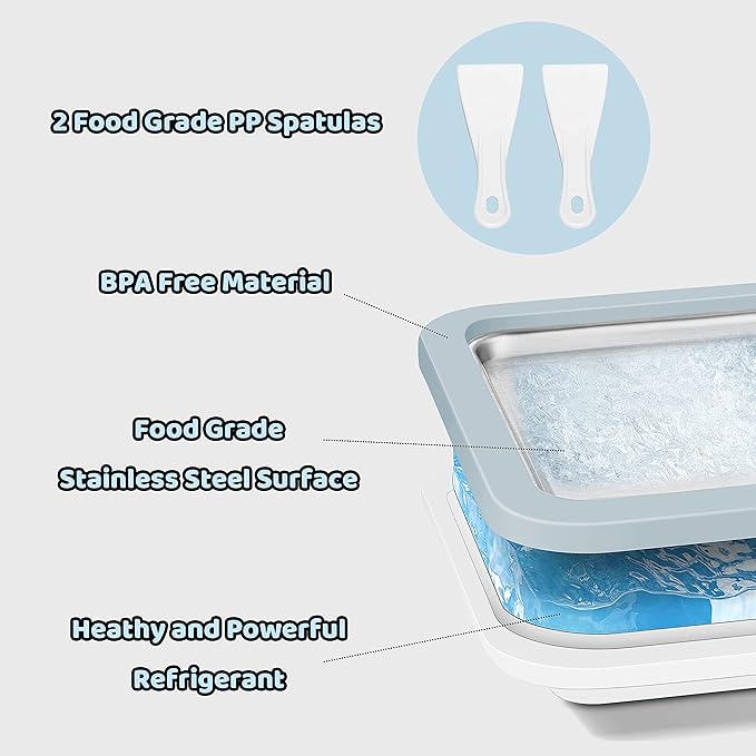 Ice Cream Roll Maker Rolled Ice Cream Machine, Sweet Spot Pan, Instant Cold Plate, Ideal for Making Rolled Ice Cream Soft Serve Slushies Frozen Yogurt Sorbet and Gelato (Sky Blue)