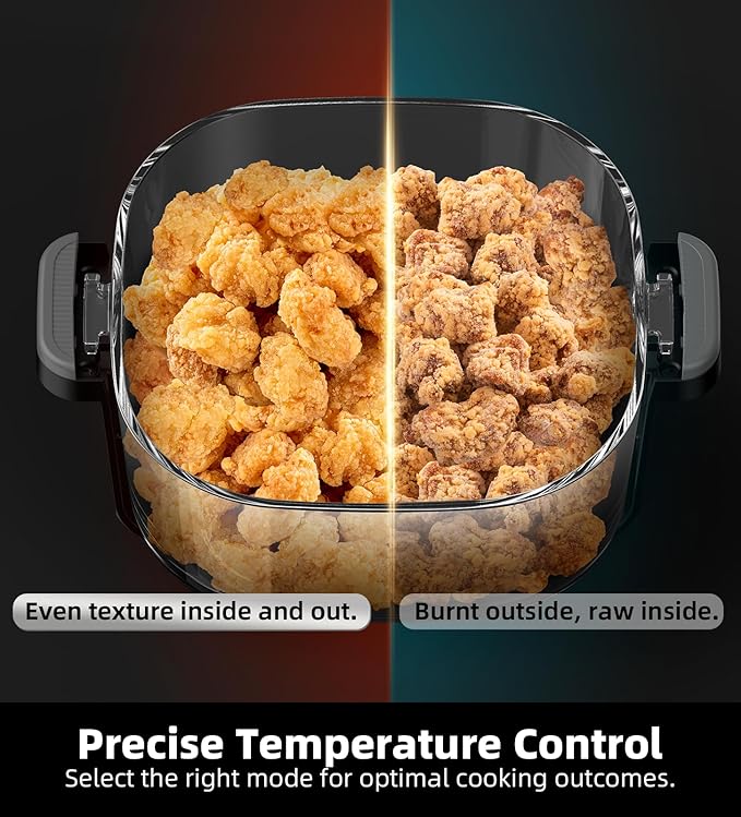Tixixc 5-in-1 Portable Glass Air Fryer, 4QT & 6-Cup Glass Containers with Lids, Silicone Mat, 1500W Small Air Fryer, 90% Less Oil, Dishwasher/Freezer Safe for Single Servings, Family Meals