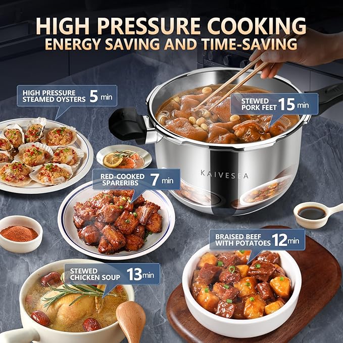 Pressure Cooker Stainless Steel pressure cooker 8 qt Commercial Stove Top Pressure Cooker Pot, Compatible with Gas & Induction Cooker 8+ qt for canning stainless steel