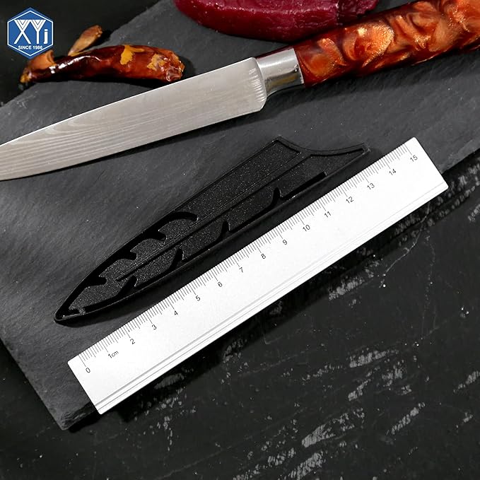 XYJ 2pcs/set Safety Knife Covers Sleeves Knives Edge Guard, Universal Knife Sheath, Paring, Utility Knife Case Blade Guards Protector Black Kitchen Knife Cover Sleeve (For 5'' Utility Knife)