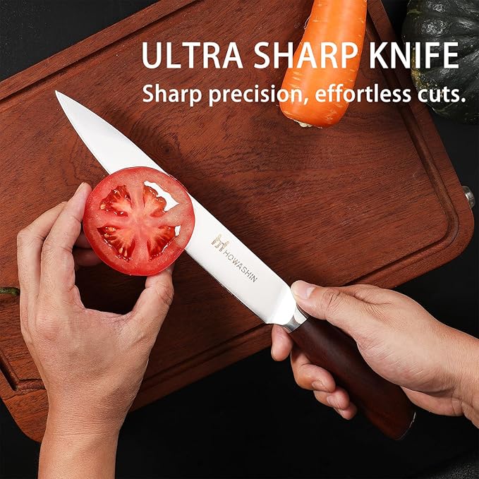 Professional Kitchen Knives High Carbon Stainless Steel Chef Knife Set,3PCS Ultra Sharp Japanese Knife with Sheath,Ergonomic Rosewood Handle Elegant Gift Box for Home or Restaurant
