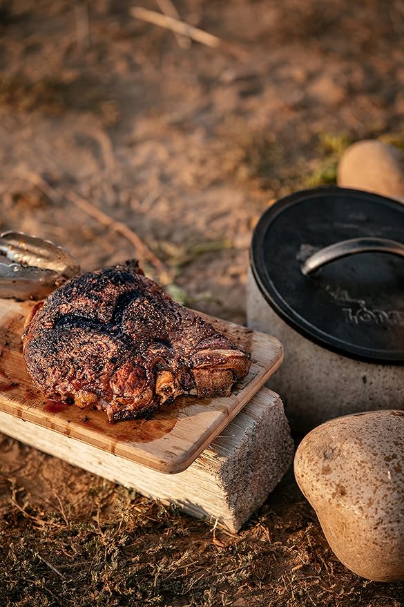 Lodge Pre-Seasoned Yellowstone Stamped Cast Iron Cookware - Power Y Design Sears into Protein - Power Y 8 Inch Grill Press