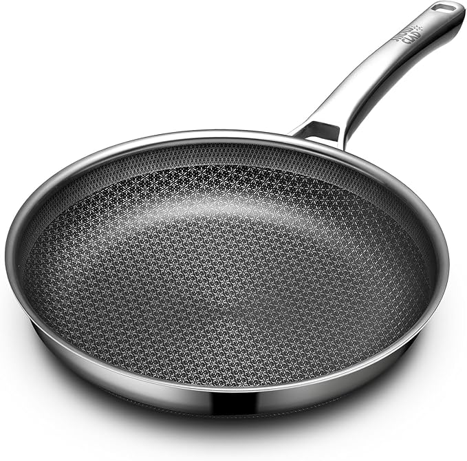 OATOFP Non Stick Frying Pans 12 inch, Hybrid Frying Pans Nonstick,non stick Stainless Steel Skillets, Dishwasher and Oven-Safe Chef Pan, Induction Compatible Pan, PFOA Free Cookware