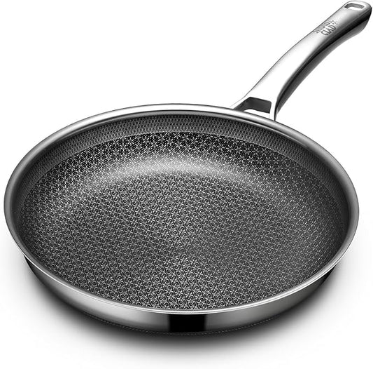 OATOFP Non Stick Frying Pans 12 inch, Hybrid Frying Pans Nonstick,non stick Stainless Steel Skillets, Dishwasher and Oven-Safe Chef Pan, Induction Compatible Pan, PFOA Free Cookware