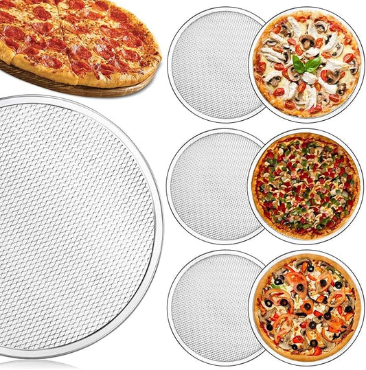RHBLME Pizza Screen, Aluminum Alloy Pizza Screen Restaurant-Grade Baking Screen for Oven, Round Pizza Crisper Tray Pizza Baking Tray for Home Kitchen BBQ Baking, Seamless (6, 12 Inches)