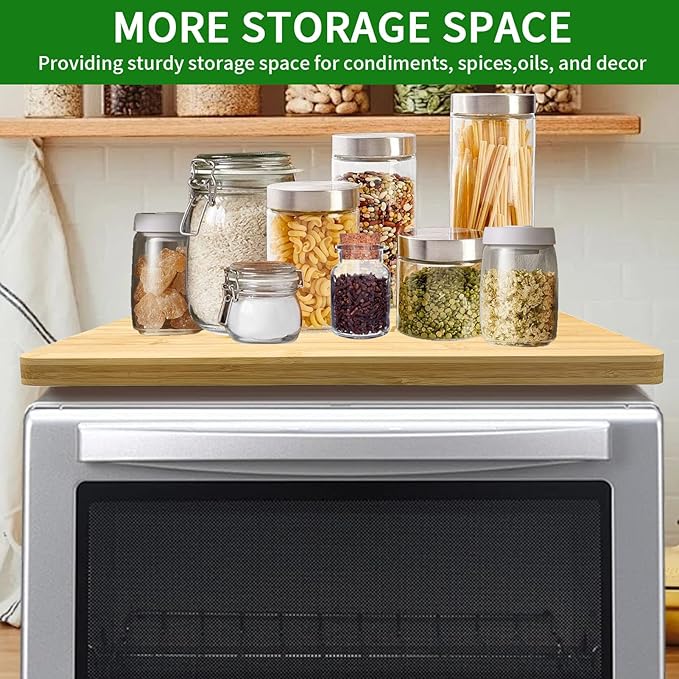 GCQ Bamboo Cutting Board designed for Panasonic NB-G110P FlashXpress Toaster Oven, With Heat Resistant Non-Skid Silicone Feet, Creates Extra Storage Space, Protects Cabinets& Countertop
