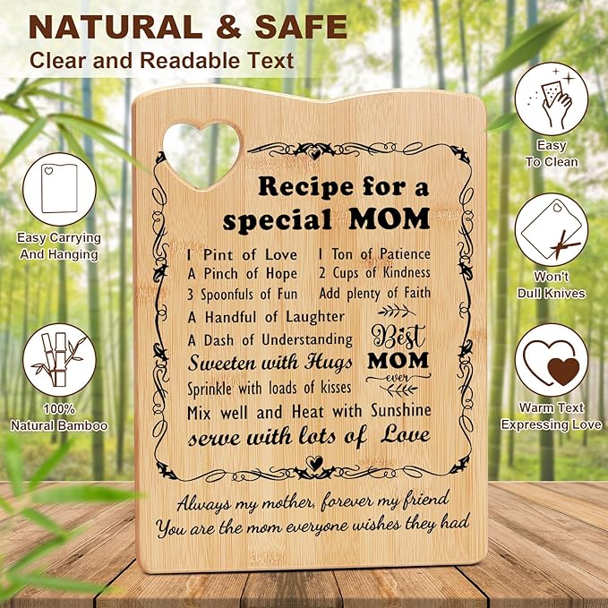 YUEYUQIU Mothers Day Gifts for Mom -Birthday Gifts for Mom from Daughter Son, Mom Cutting Board Set Present, Ideal Mothers Day Thanksgiving Christmas Gifts for Mom - Kitchen Decor Gifts for Mother