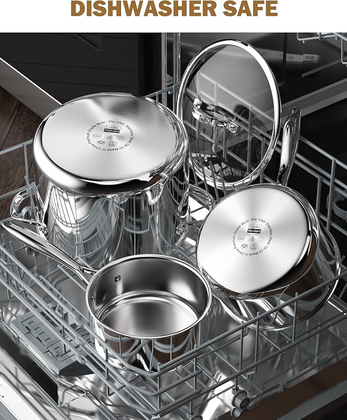 Cooks Standard Stainless Steel Saucepan with Lid, Multi-Ply Clad Sauce Pot 1.5-Quart, Silver