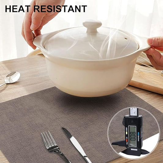 homing Faux Leather Heat Resistant Placemats 4 Packs, Waterproof Wipeable Dining PU Place Mats for Indoor & Outdoor, Easy to Clean, Brown