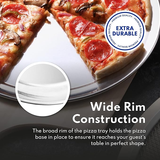 New Star Foodservice 50912 Pizza Pan/Tray, Wide Rim, Aluminum, 18 Inch, Pack of 6