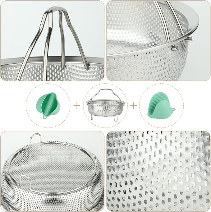 YENXIKU Stainless Steel Steamer Basket - Pot Insert for Vegetable, Dumpling, Fruits, Multi-Purpose Mesh Strainer for Cooking