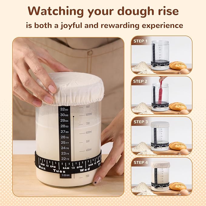 Sourdough Starter Kit, 9" Round and 10" Oval Banneton Bread Baking Supplies, Bread Making Tools Kit, Sourdough Proofing Basket, Sourdough Kit Gifts for Bakers Women Wife Mom