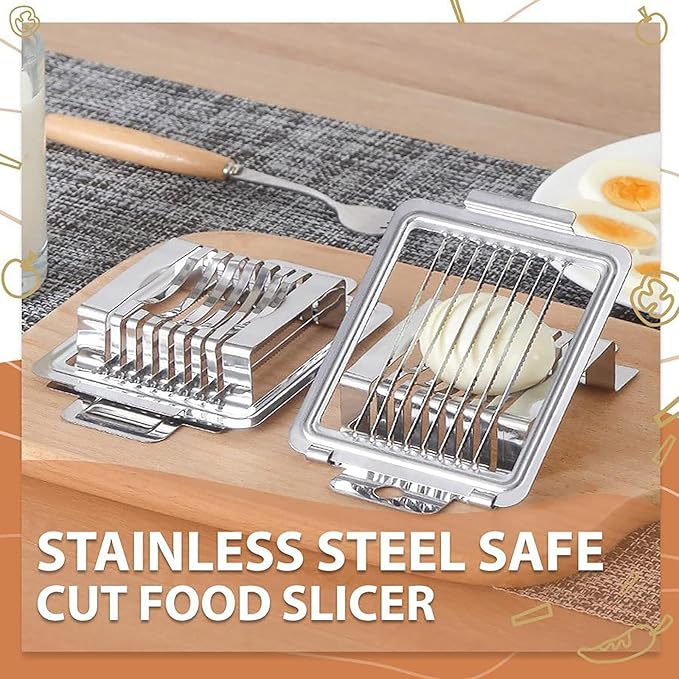 Egg Slicer for Hard Boiled Eggs Multipurpose Hard Boiled Egg Slicer Egg Cutter Stainless Steel Eggs Slicers for Kitchen Restaurant Egg Cutter for Soft Boiled Eggs Food Slicer Kitchen Tools