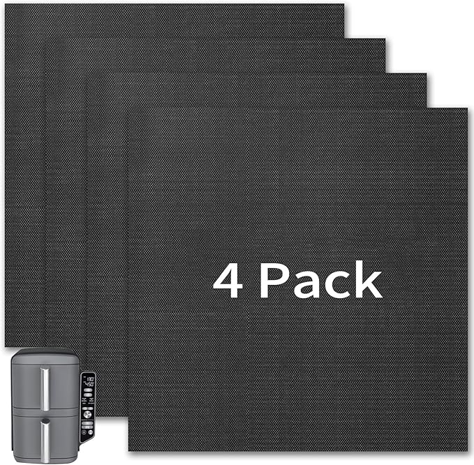 GWYSY 4-Pack Glass Fiber Air Fryer Liners Set for Ninja DoubleStack SL401, 8.07"x6.89" Reusable Basket Pads Heat-Resistant No-Scratch Air Fryer Liners Accessories