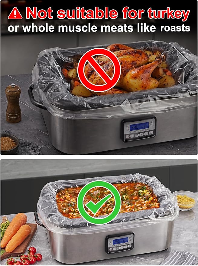 SMARTAKE Electric Roaster Liners, 15 Count Disposable Roaster Liners, Fits 16, 18, 22 Quart Roasters, Roaster Pan Oven Liners Plastic Cooking Bags for Instant Cleanup, 18 x 34 Inch