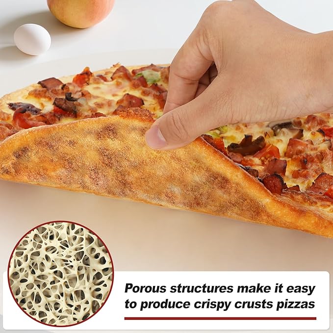 Permade Round Pizza Stone for Grill and Oven- 16 inch Baking Stone Heavy-Duty Cordierite Pizza Stone for Bread, Cookies, Heat Proof BBQ Grilling Cooking Stone for Making Crisp Crust Pizza (White)