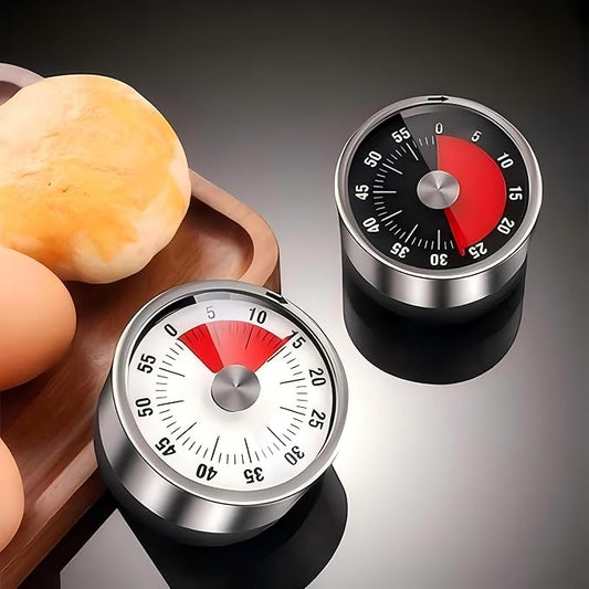 Kitchen Timers for Cooking, Magnetic 60 Minute Mechanical Wind Up Timer Manual with Loud Alarm and Stainless Steel Body for Chef Home Baking Cooking Oven Salon (Black - 1Pcs)
