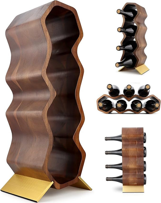 Gusto Nostro Wood Wine Rack, 7 Bottle, 2 Tier Wooden Countertop Free Standing Shelf - Bottle Holder Stand for Home Bar Tabletop, Cabinet Inserts, Kitchen, Wine Cellar Storage (Acacia)