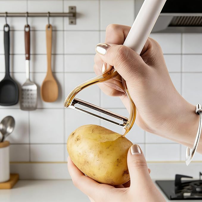 2026Upgraded New Rotating Peeler and Corer 2 in1 Kitchen Peeler 304 Sharp Stainless Steel Blade Y-Shaped Peeler Easy to Clean Suitable for Peeling Vegetables, Fruit, Potatoes, Carrots & Apples