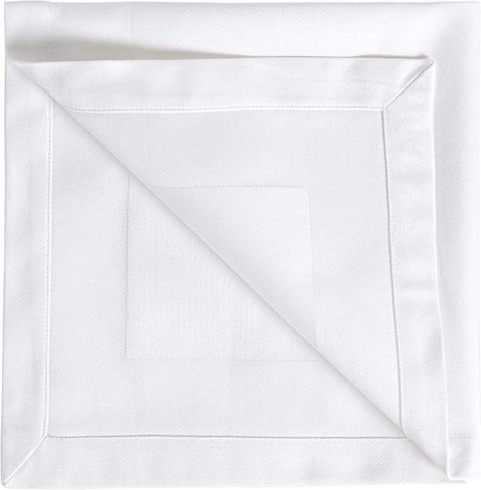 Fingercraft White Cloth Napkins Cotton High GSM Hotel Quality 20 in Oversized Set of 12 Stripe